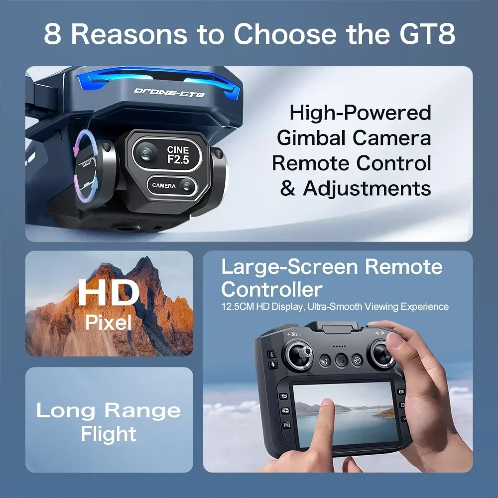 Drone 4K HD GT8 Camera Obstacl - Drone Surveying recension och pris